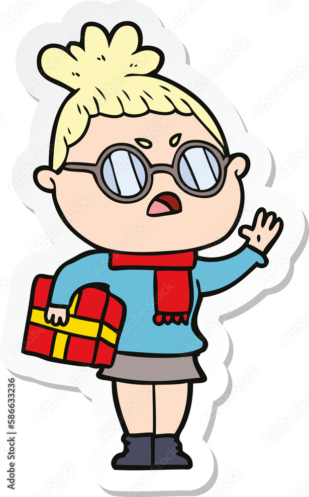 sticker of a cartoon annoyed woman sticker of a cartoon annoyed woman