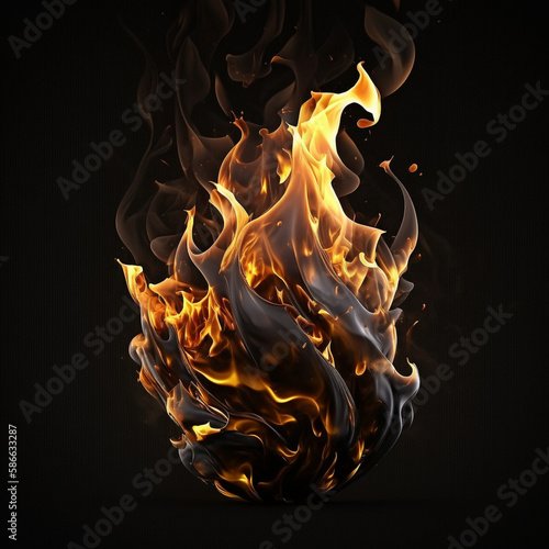 Flame on Black Backround  with black flames Ki generated