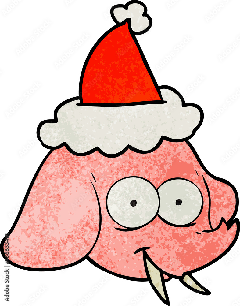 textured cartoon of a elephant face wearing santa hat textured cartoon of a elephant face wearing santa hat
