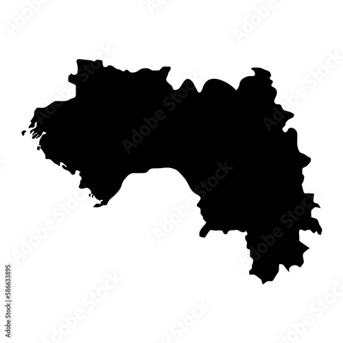Vector Illustration of the Black Map of Guinea on White Background