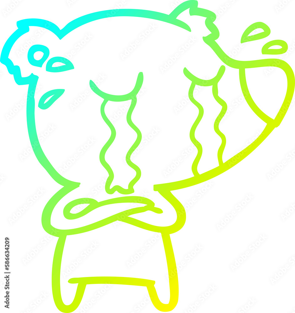 cold gradient line drawing cartoon crying bear cold gradient line drawing cartoon crying bear