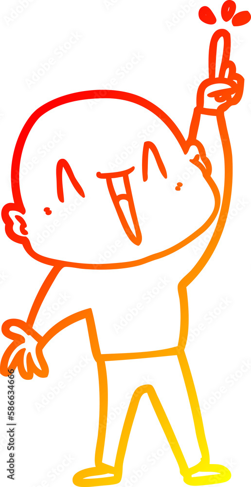 warm gradient line drawing happy cartoon bald man with great idea warm gradient line drawing happy cartoon bald man with great idea