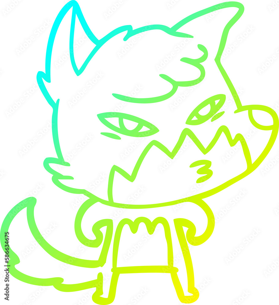 cold gradient line drawing clever cartoon fox cold gradient line drawing clever cartoon fox