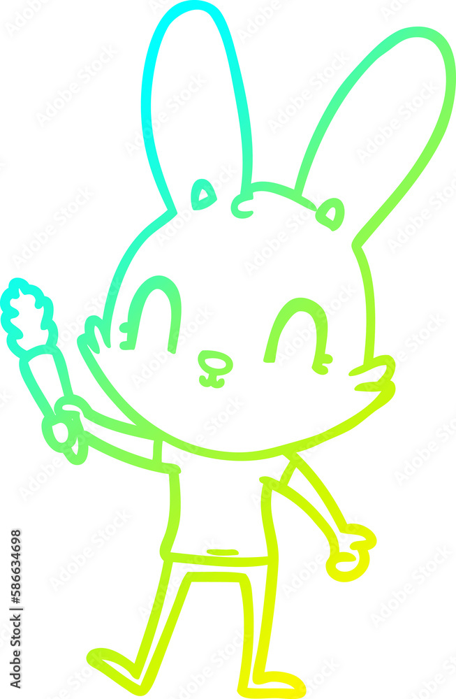 cold gradient line drawing cute cartoon rabbit with carrot cold gradient line drawing cute cartoon rabbit with carrot