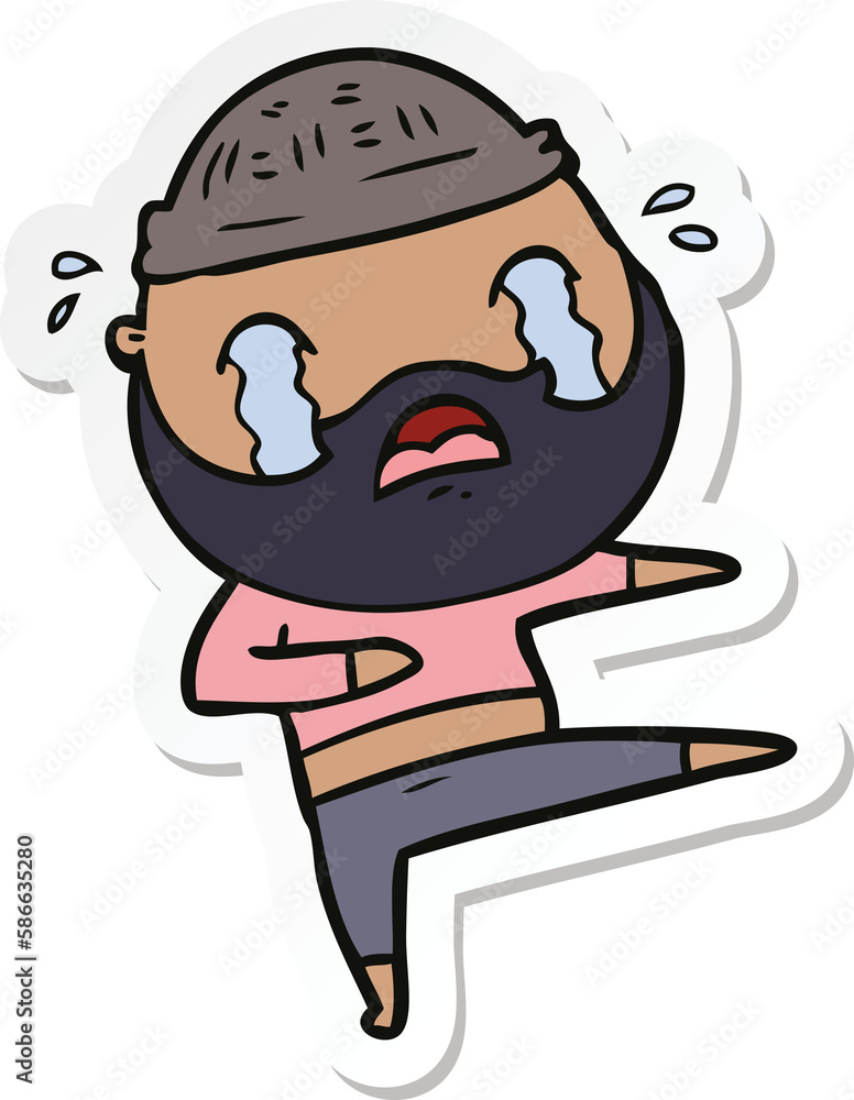 sticker of a cartoon bearded dancer crying sticker of a cartoon bearded dancer crying
