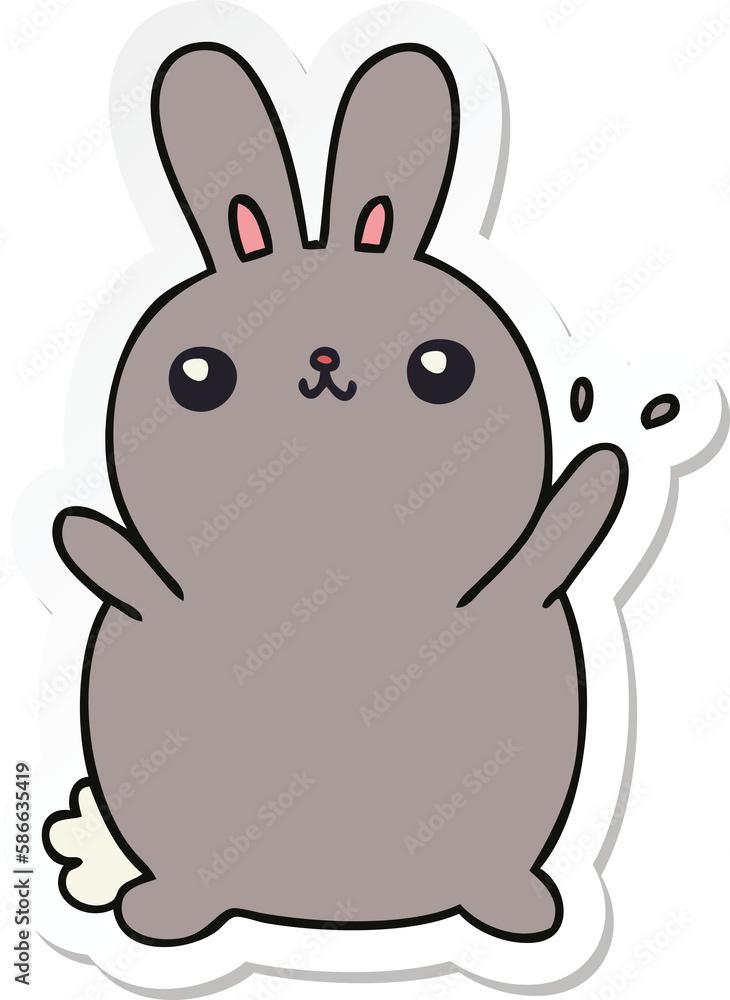 sticker of a quirky hand drawn cartoon rabbit sticker of a quirky hand drawn cartoon rabbit
