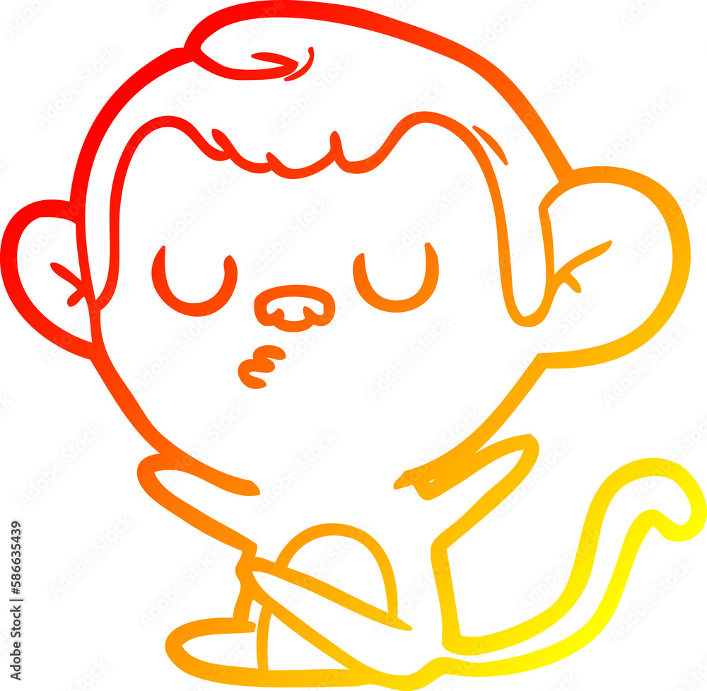 warm gradient line drawing cartoon monkey warm gradient line drawing cartoon monkey