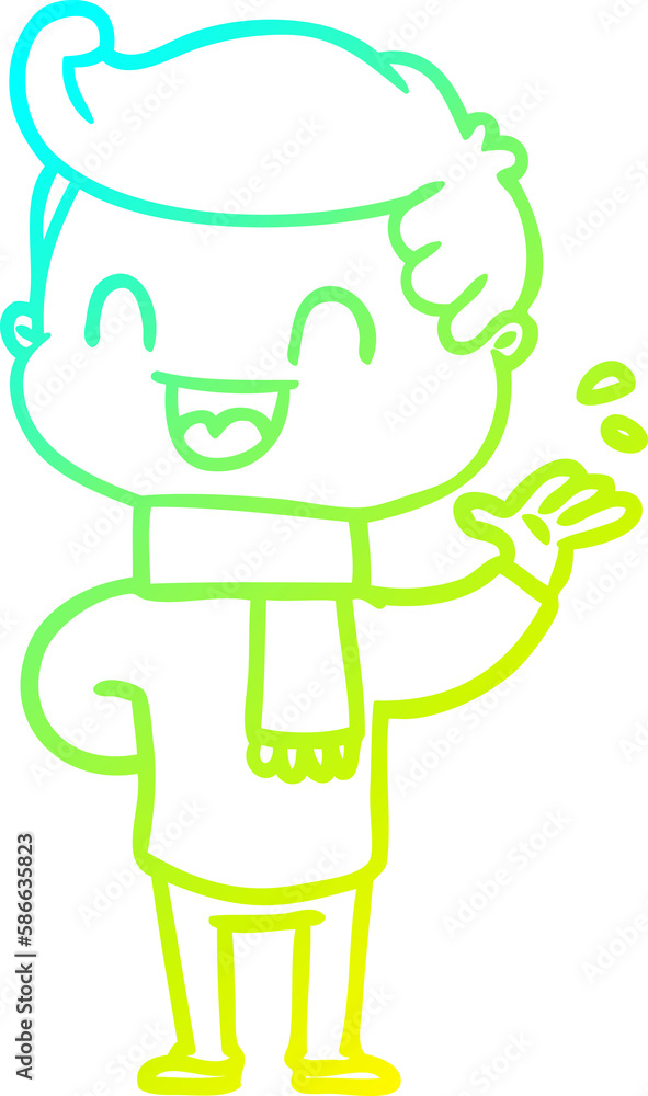 cold gradient line drawing cartoon happy man cold gradient line drawing cartoon happy man