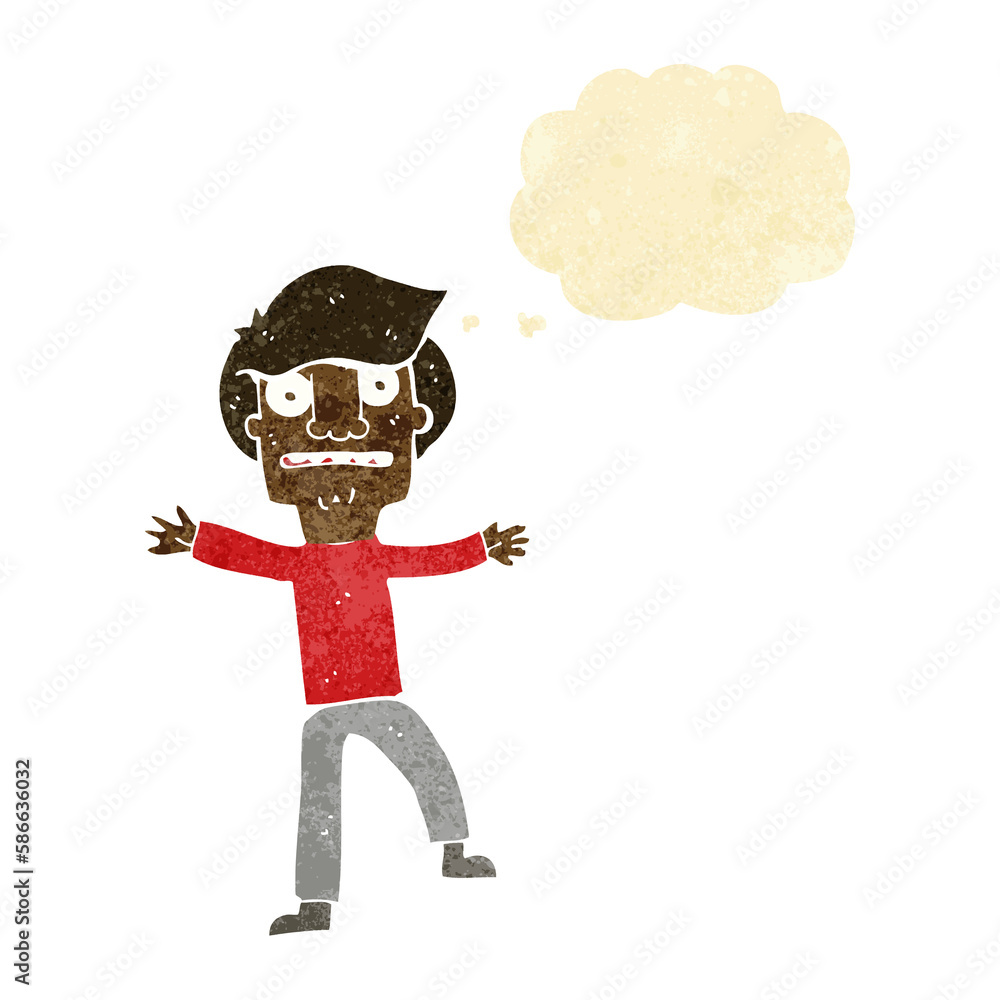 cartoon boy panicking with thought bubble cartoon boy panicking with thought bubble