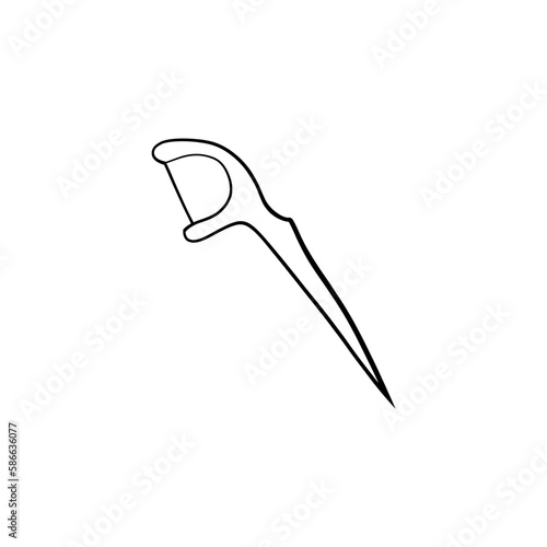 Vector illustration. Dentist's tools. Black outline on a white background. Toothpick