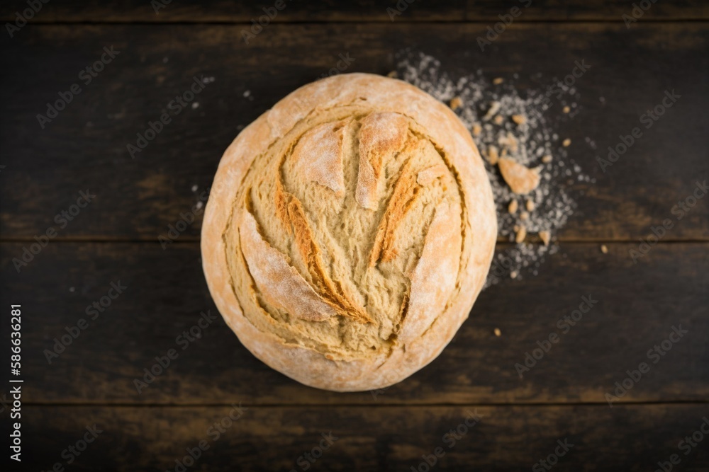 Fototapeta premium freshly baked rustic sourdough bread dusted with powdered sugar