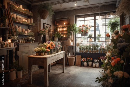 Cozy and charming flower shop interior