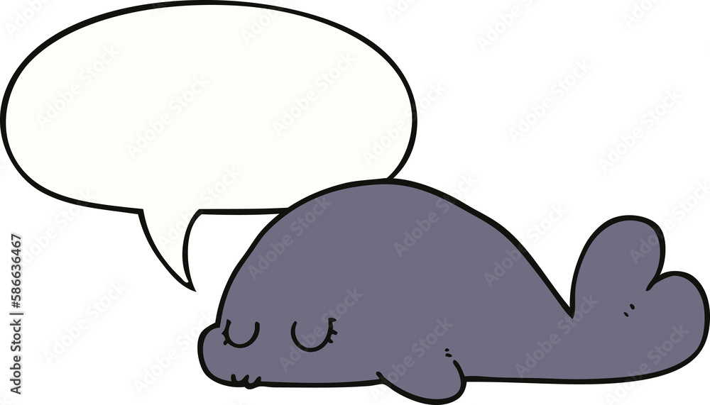 cute cartoon seal and speech bubble cute cartoon seal and speech bubble