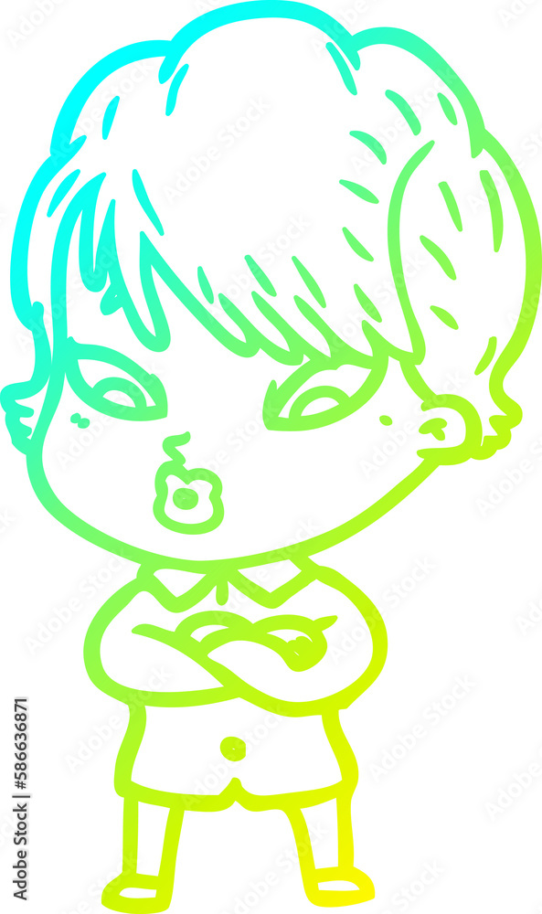 cold gradient line drawing cartoon woman cold gradient line drawing cartoon woman