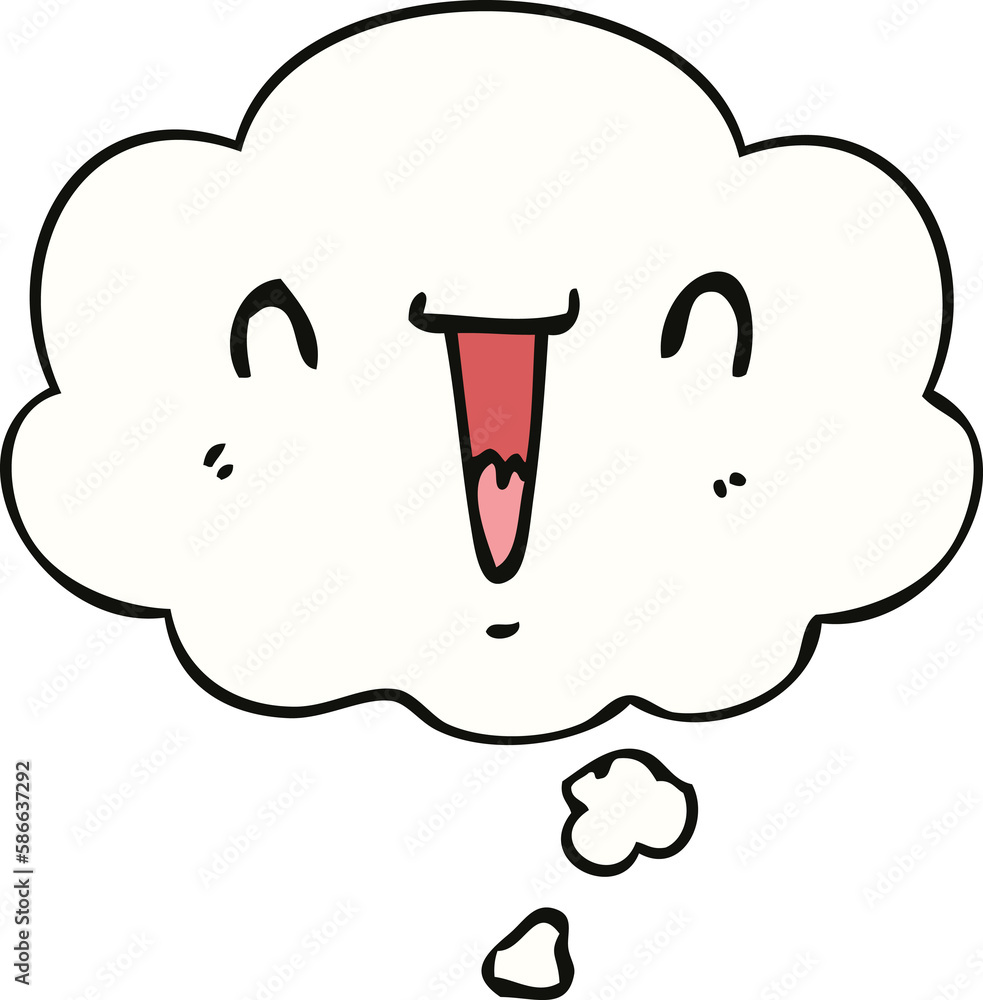 cute happy cartoon face and thought bubble cute happy cartoon face and thought bubble