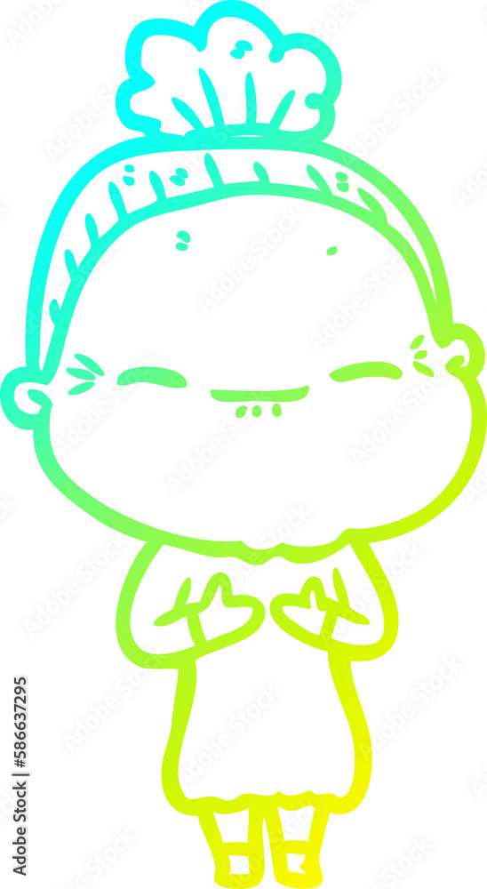 cold gradient line drawing cartoon peaceful old woman cold gradient line drawing cartoon peaceful old woman