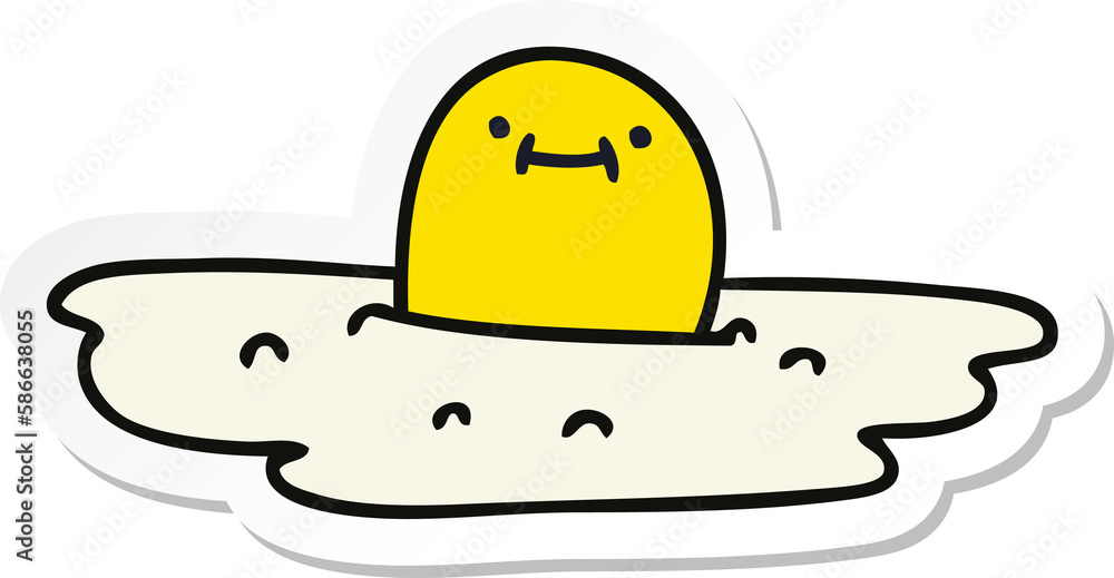 sticker of a quirky hand drawn cartoon fried egg sticker of a quirky hand drawn cartoon fried egg