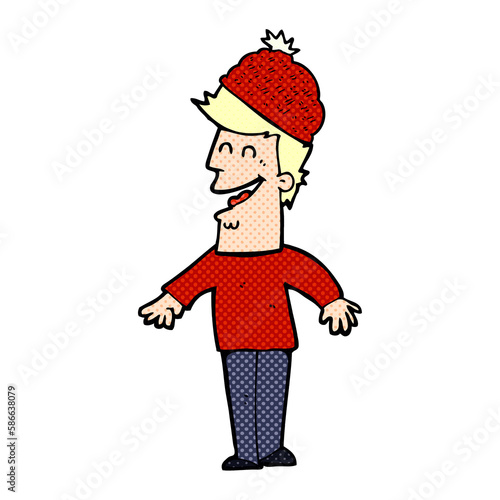 cartoon man wearing winter hat