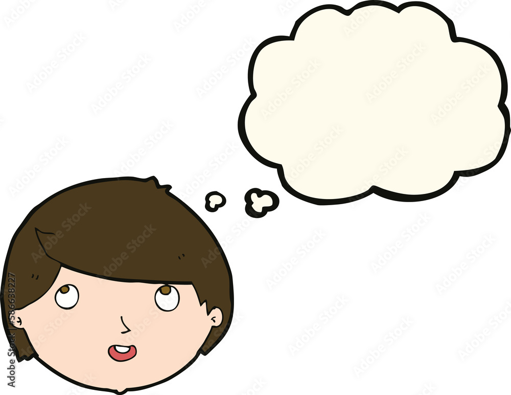 cartoon happy face with thought bubble cartoon happy face with thought bubble