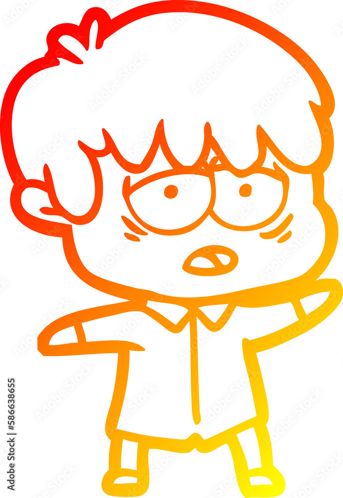 warm gradient line drawing cartoon exhausted boy warm gradient line drawing cartoon exhausted boy