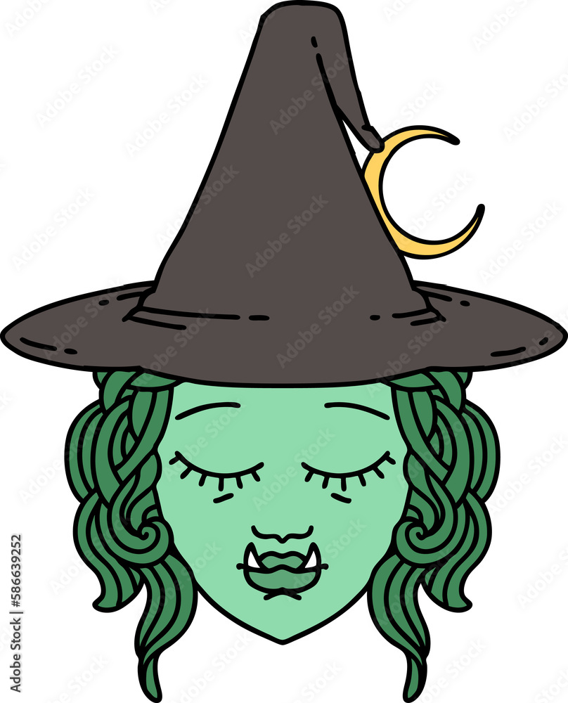 half orc witch character face illustration half orc witch character face illustration