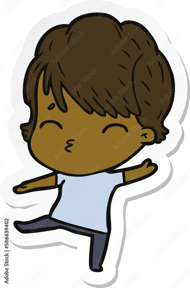 sticker of a cartoon woman thinking sticker of a cartoon woman thinking