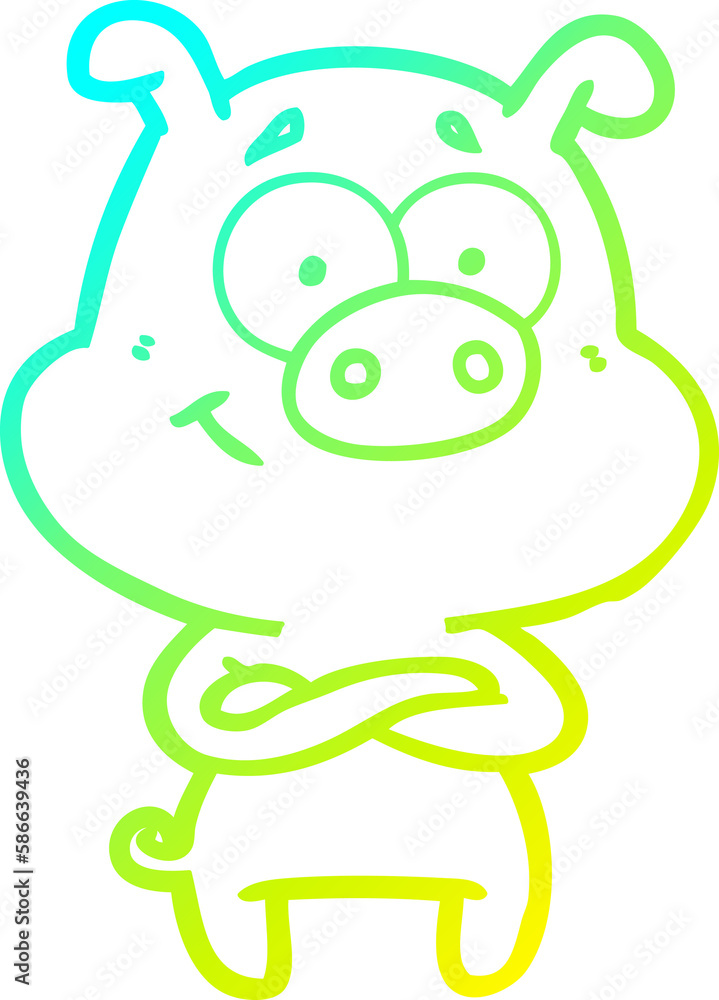 cold gradient line drawing happy cartoon pig cold gradient line drawing happy cartoon pig