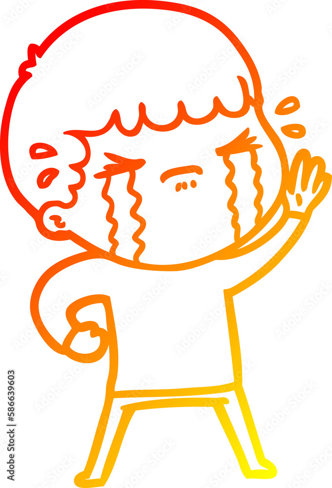 warm gradient line drawing cartoon man crying warm gradient line drawing cartoon man crying