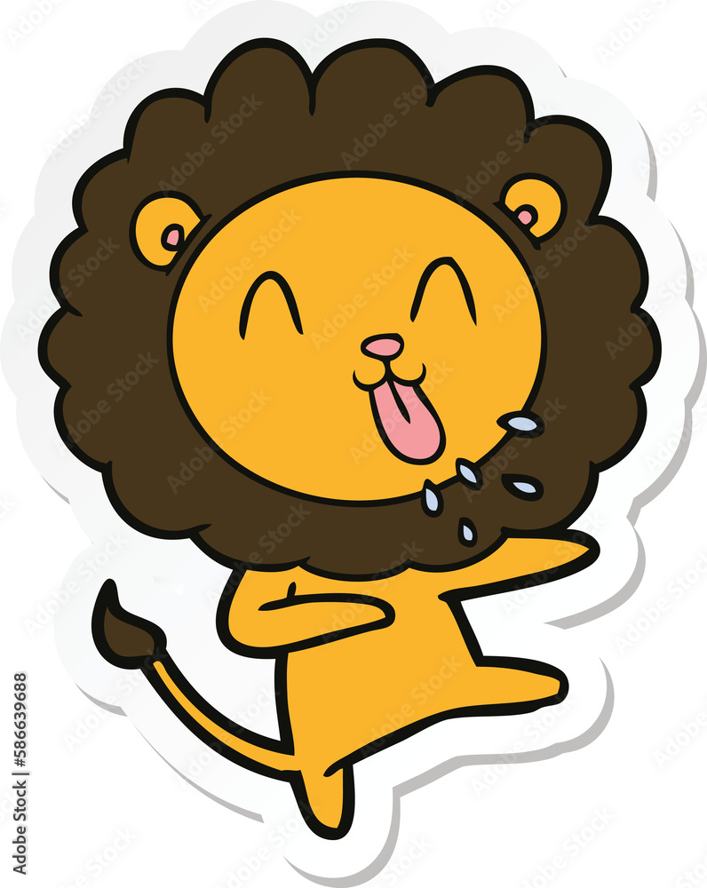 sticker of a happy cartoon lion sticker of a happy cartoon lion