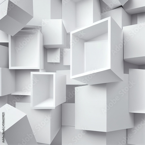abstract background with white paper boxes created with Generative AI technology