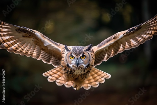 Spectacular Flight of the Eurasian Eagle Owl: Nature's Magnificent Hunter, Generative AI