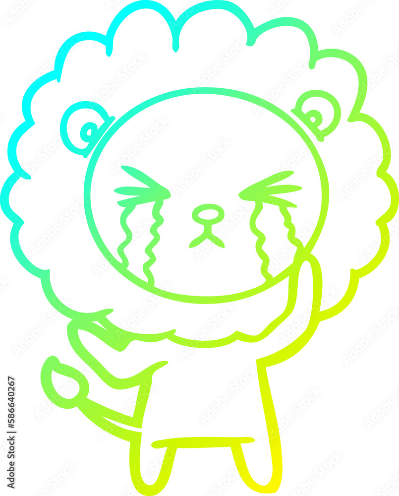 cold gradient line drawing cartoon crying lion cold gradient line drawing cartoon crying lion