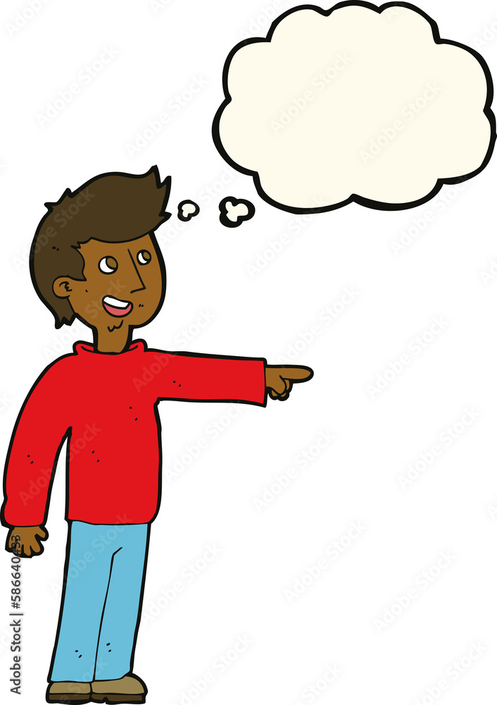 cartoon happy man pointing and laughing with thought bubble cartoon happy man pointing and laughing with thought bubble