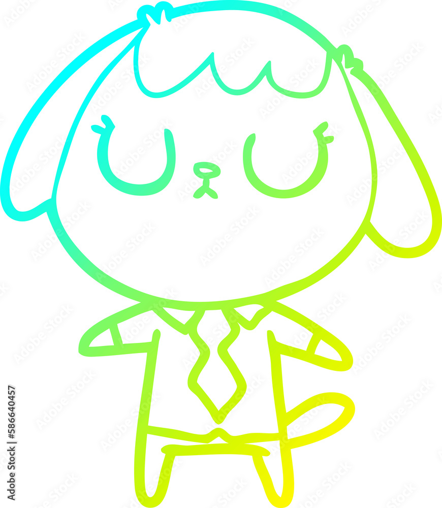 cold gradient line drawing cute cartoon dog wearing office shirt cold gradient line drawing cute cartoon dog wearing office shirt
