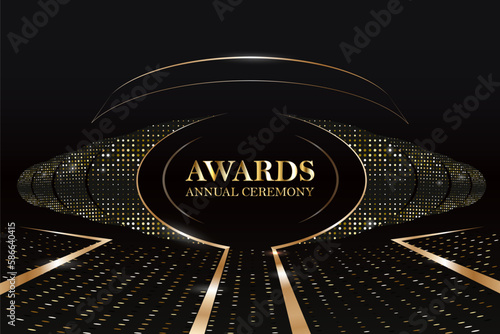 Award nomination, gold glitter text vector illustration.