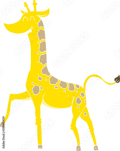 flat color illustration of a cartoon giraffe