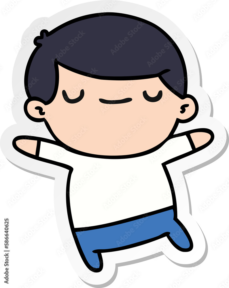 sticker cartoon of kawaii cute older man