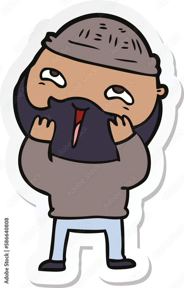 sticker of a cartoon happy bearded man sticker of a cartoon happy bearded man