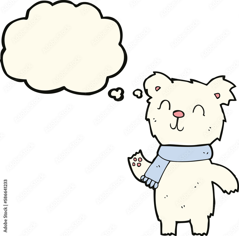 cartoon cute polar bear cub with thought bubble cartoon cute polar bear cub with thought bubble