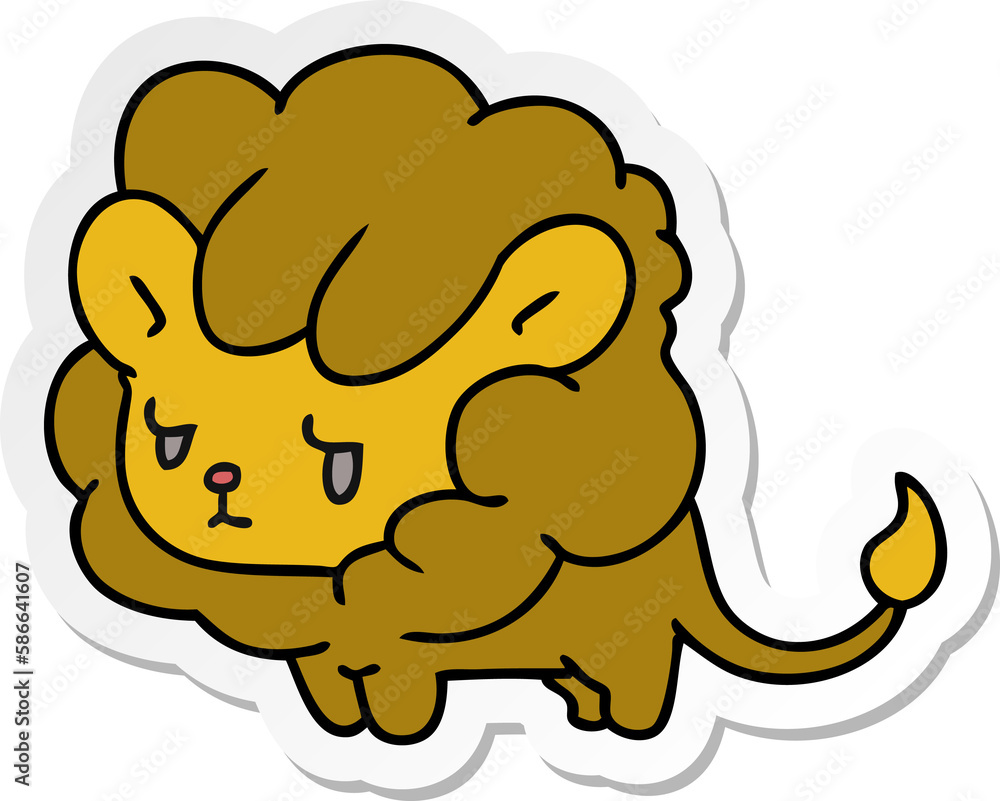 sticker cartoon kawaii cute lion cub sticker cartoon kawaii cute lion cub