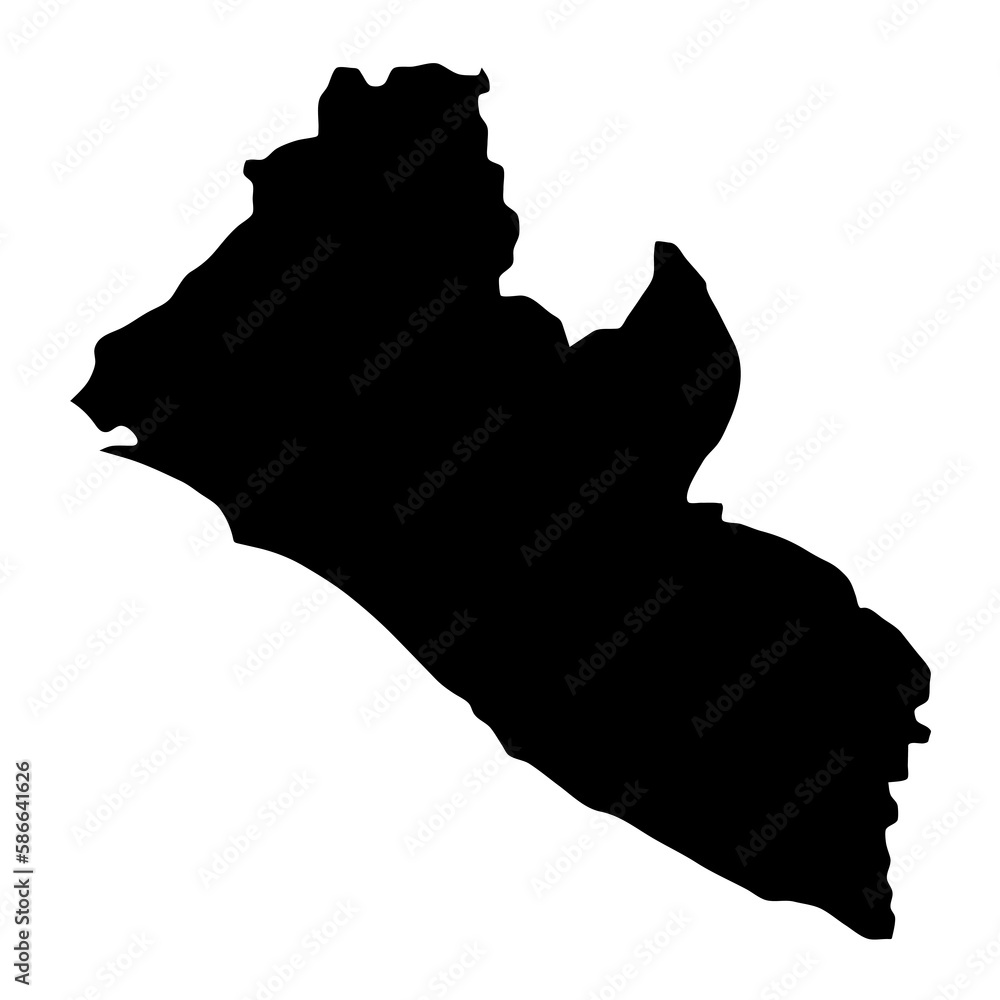 Vector Illustration of the Black Map of Liberia on White Background Vector Illustration of the Black Map of Liberia on White Background