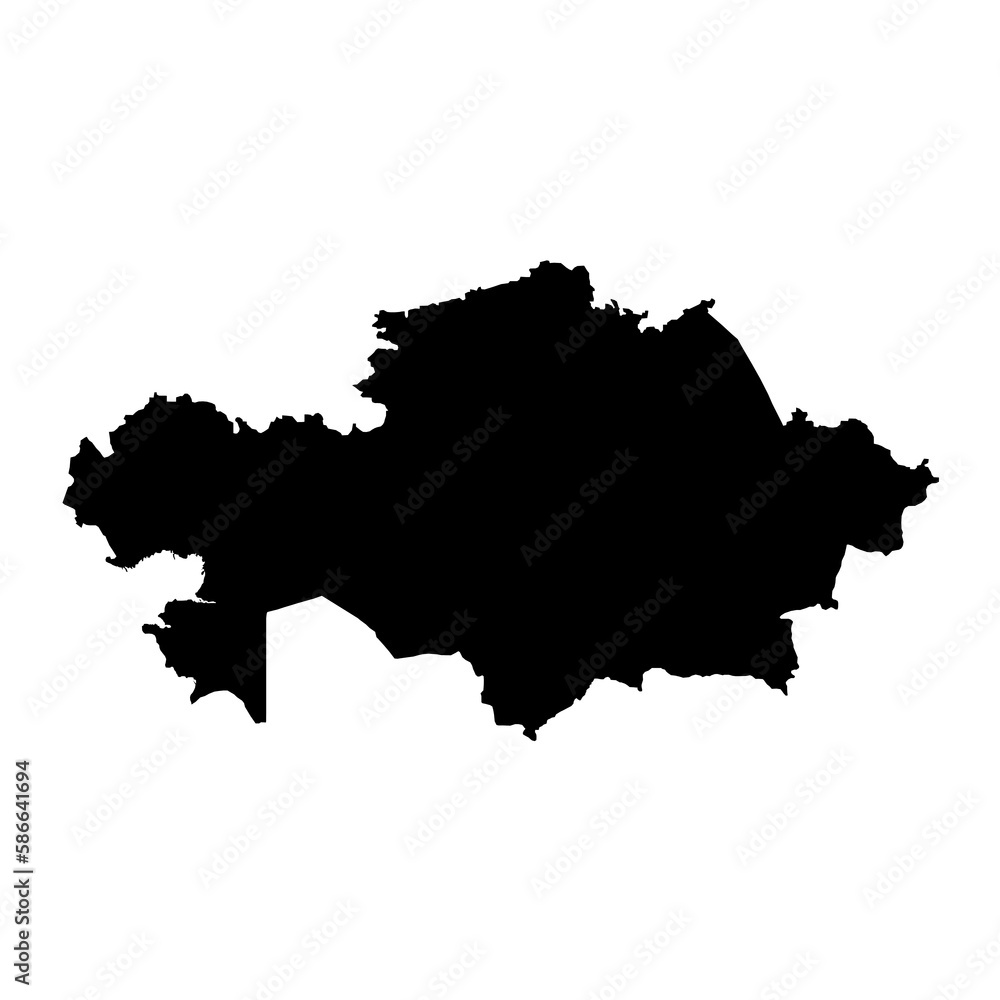 Vector Illustration of the Black Map of Kazakhstan on White Background