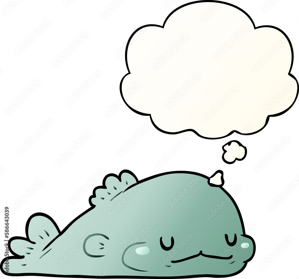 cartoon fish and thought bubble in smooth gradient style