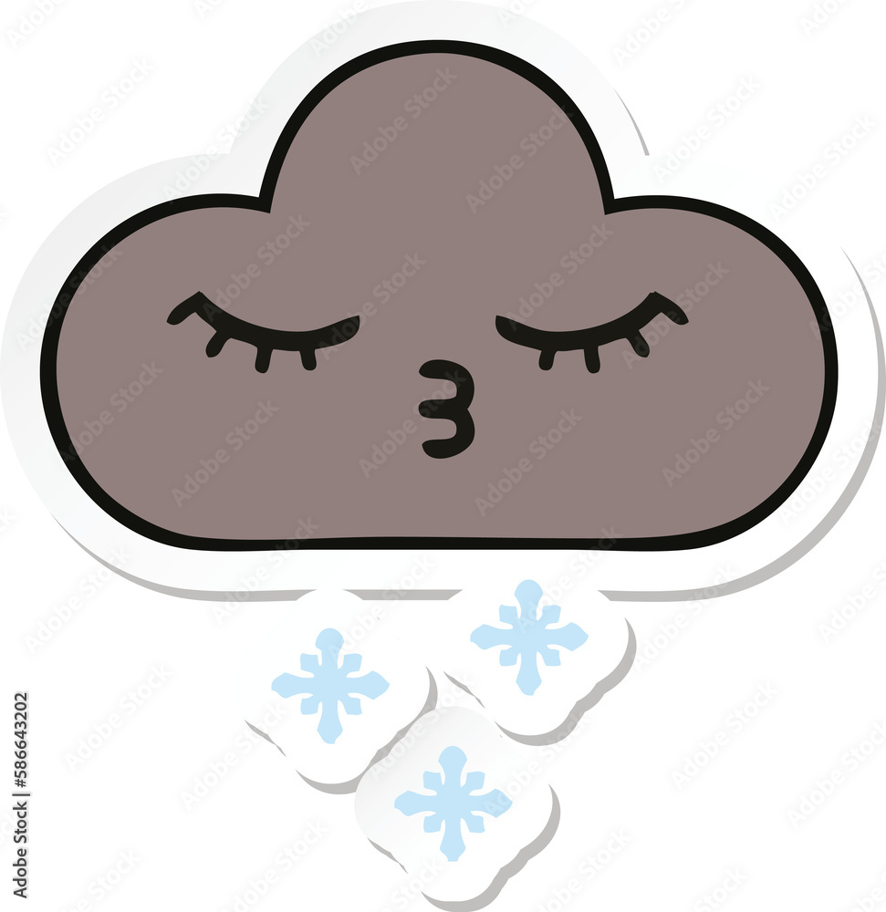 sticker of a cute cartoon storm snow cloud sticker of a cute cartoon storm snow cloud