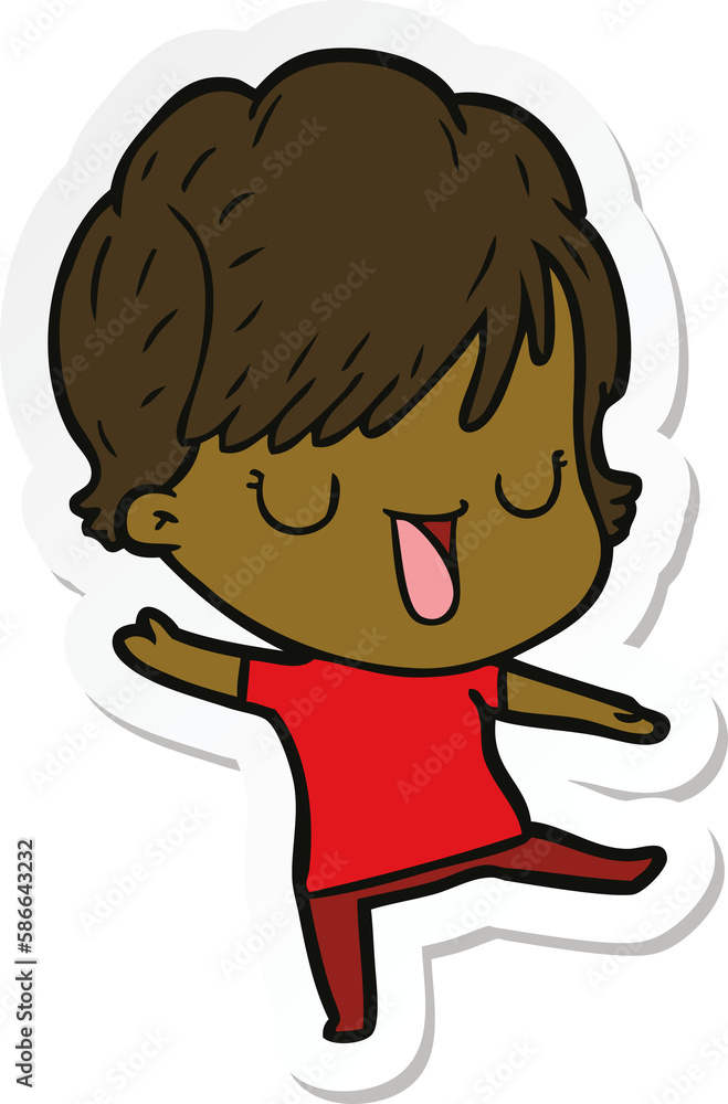 sticker of a cartoon woman talking sticker of a cartoon woman talking