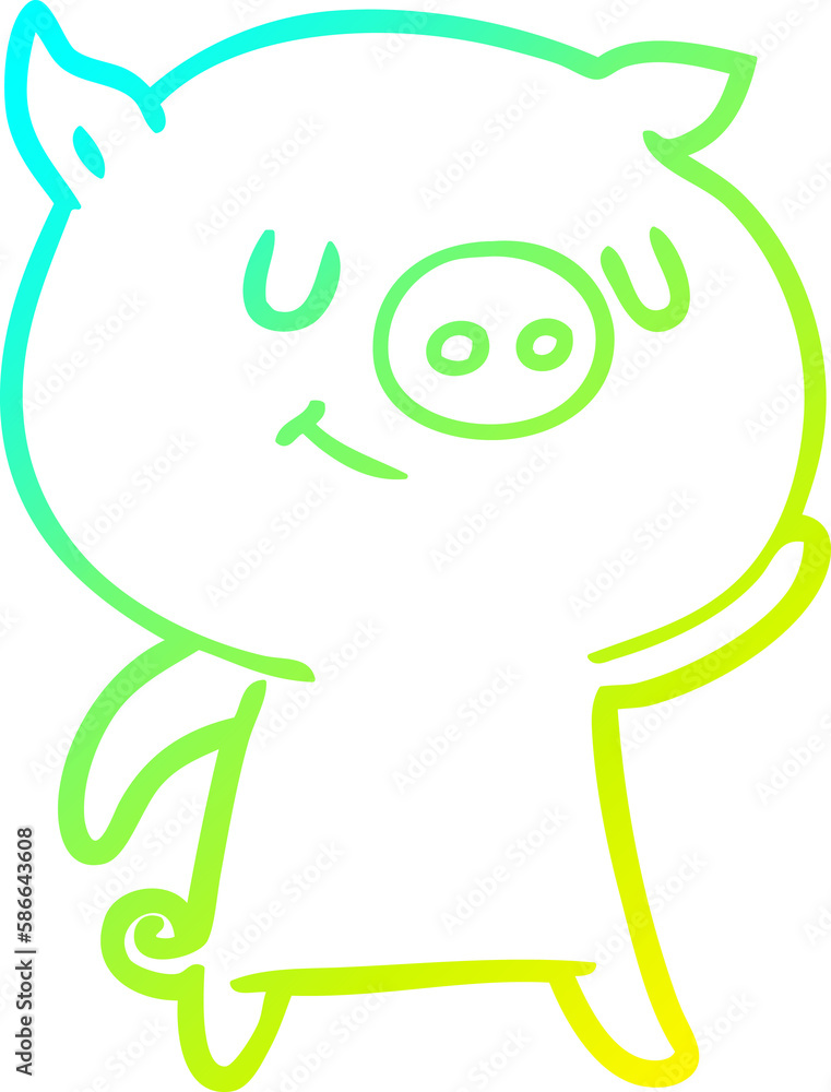cold gradient line drawing happy cartoon pig cold gradient line drawing happy cartoon pig
