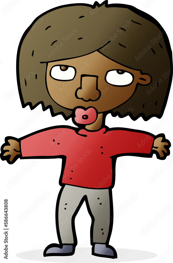 cartoon girl looking upwards