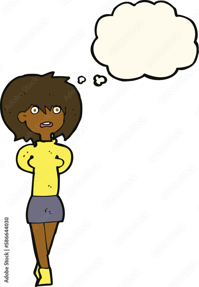 cartoon shocked woman with thought bubble cartoon shocked woman with thought bubble