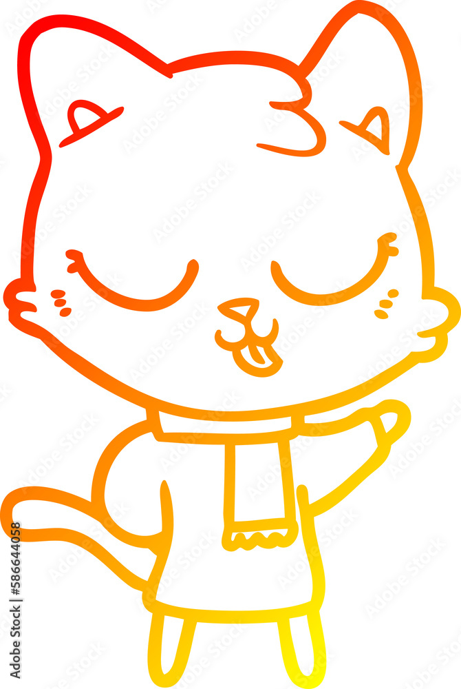warm gradient line drawing cartoon cat warm gradient line drawing cartoon cat
