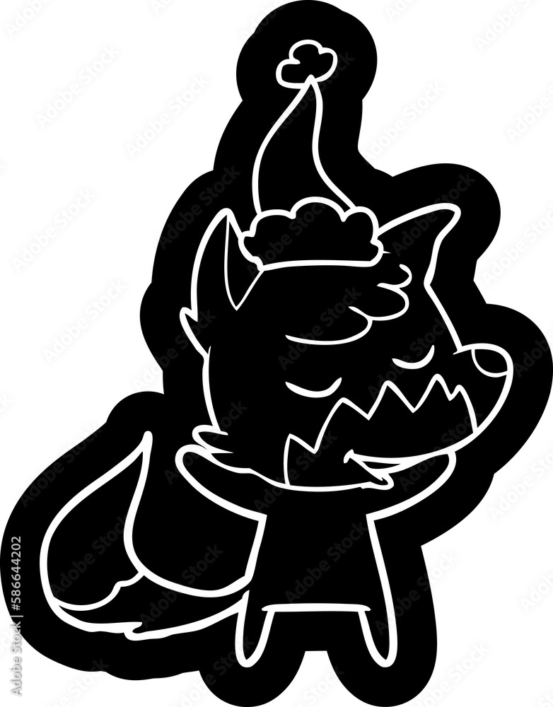 friendly cartoon icon of a fox wearing santa hat friendly cartoon icon of a fox wearing santa hat